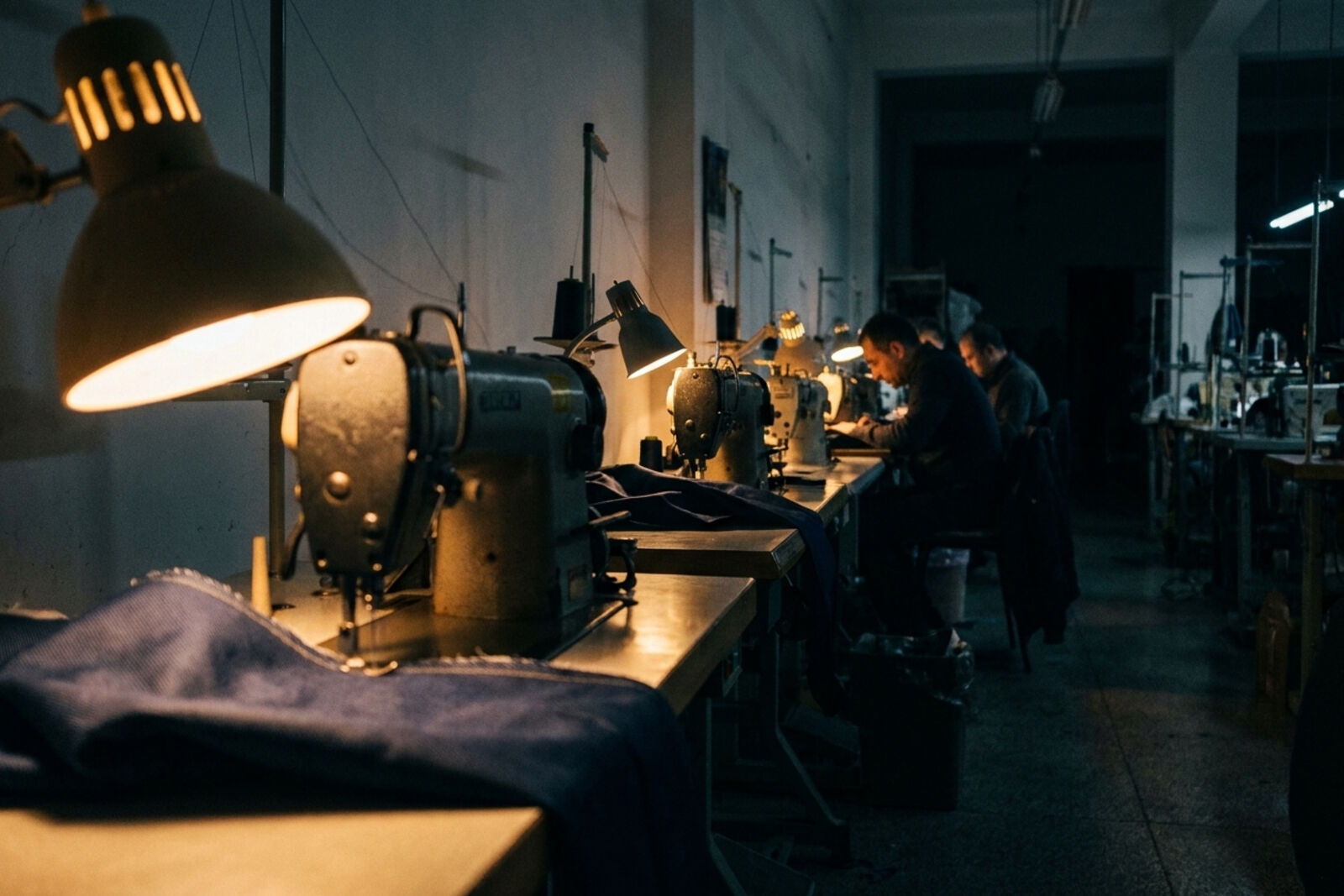 Industrial sewing machines on the ZAF stitching floor